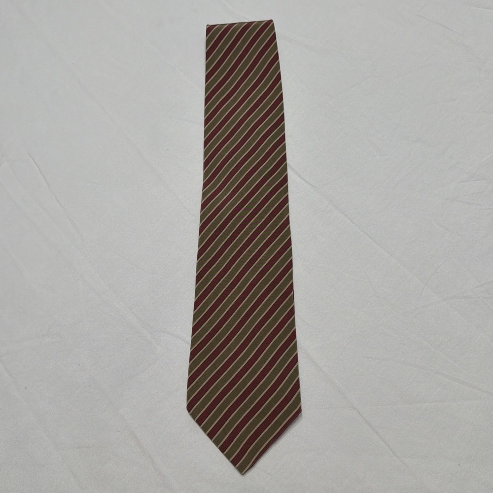 Giorgio Armani Cravette 100% Silk Neck Tie Red/Brown/Khaki Made In Italy NWT